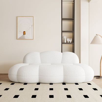 Divano moderno senza cornice con rivestimento in boucle