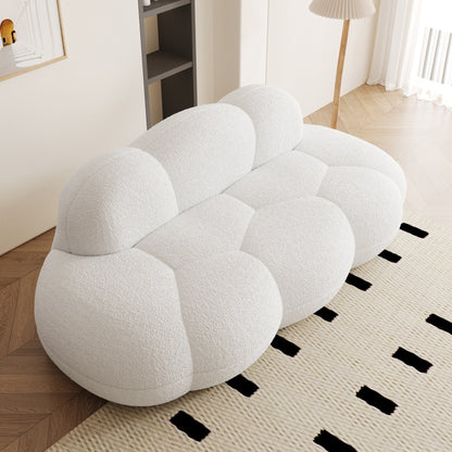 Divano moderno senza cornice con rivestimento in boucle