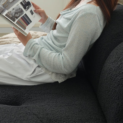 Divano moderno senza cornice con rivestimento in boucle