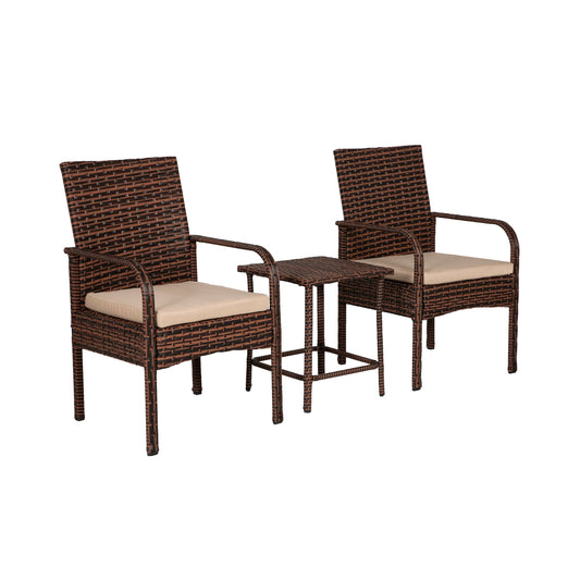Set da patio bistrot in vimini Bradbury Outdoor da 3 pezzi con cuscini