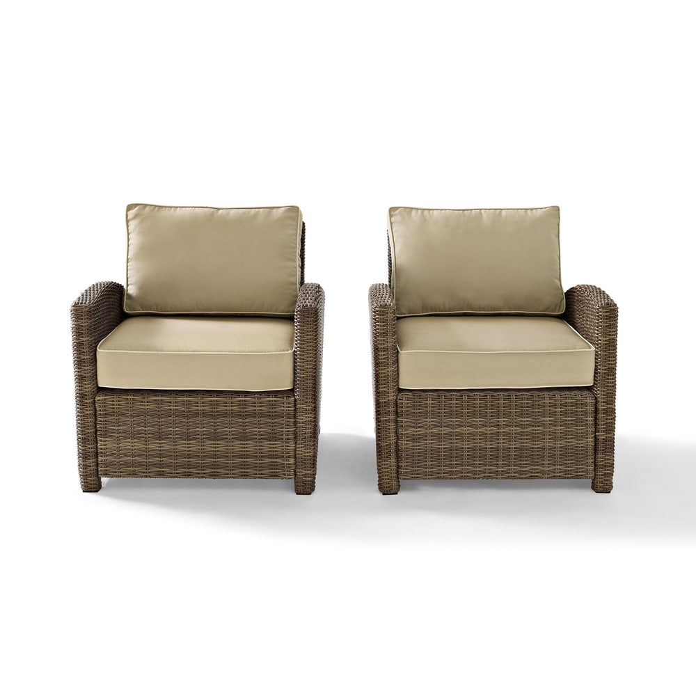 Poltrone da esterno in vimini Crosley Bradenton con cuscini color sabbia (set da 2)