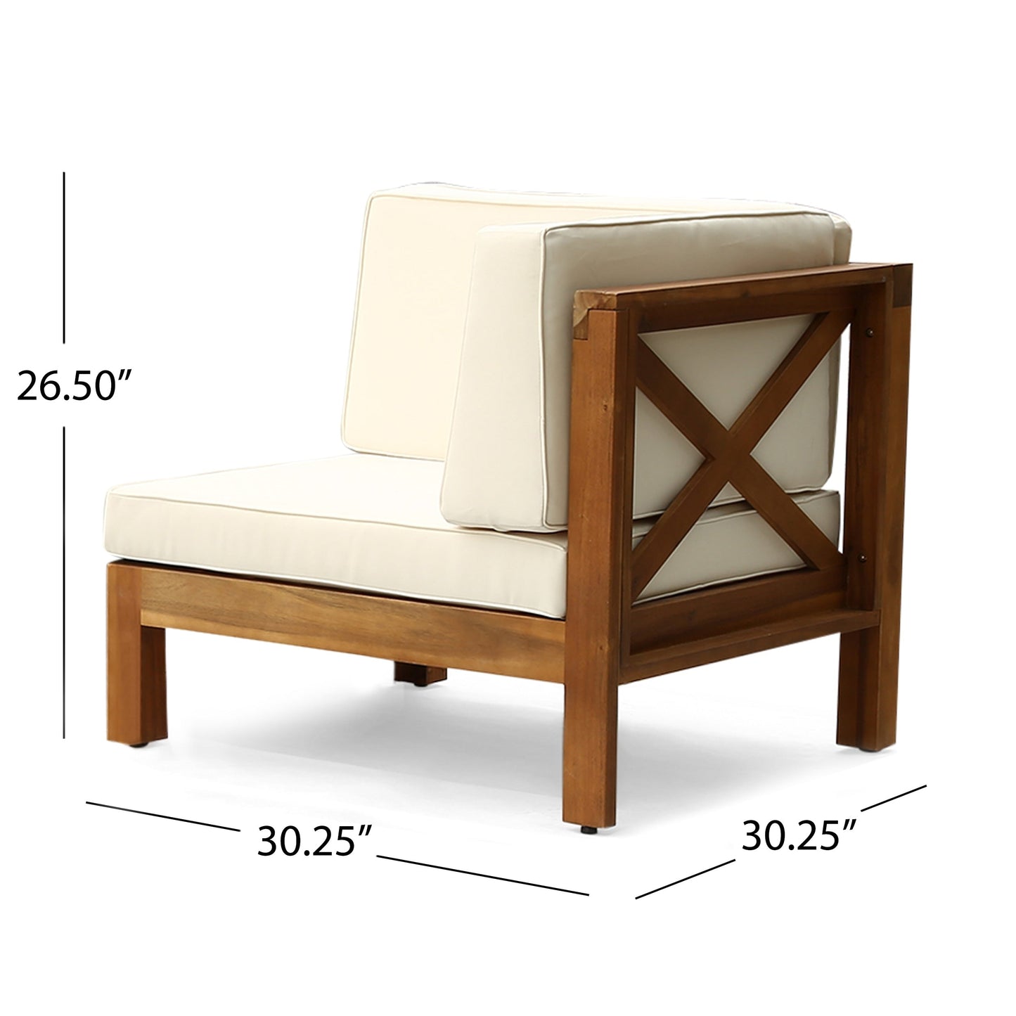 Set di divani componibili da esterno Brava a 3 posti in legno di acacia con tavolino e cuscini di Christopher Knight Home