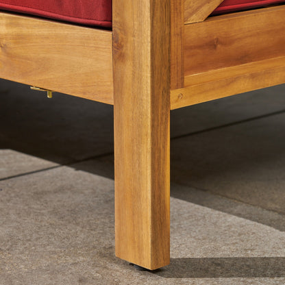 Set di divani componibili da esterno Brava a 3 posti in legno di acacia con tavolino e cuscini di Christopher Knight Home