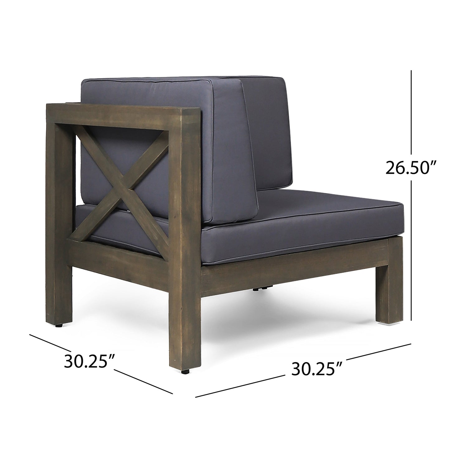Set di divani componibili da esterno Brava a 3 posti in legno di acacia con tavolino e cuscini di Christopher Knight Home