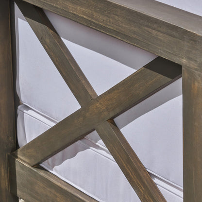 Set di divani componibili da esterno Brava a 3 posti in legno di acacia con tavolino e cuscini di Christopher Knight Home