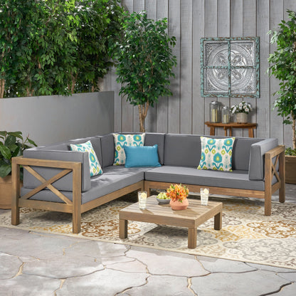 Set da esterno componibile Brava Acacia di Christopher Knight Home - 88,50 L x 88,50 W x 26,50 H