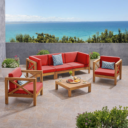 Set da esterno Brava in legno di acacia da 6 pezzi di Christopher Knight Home