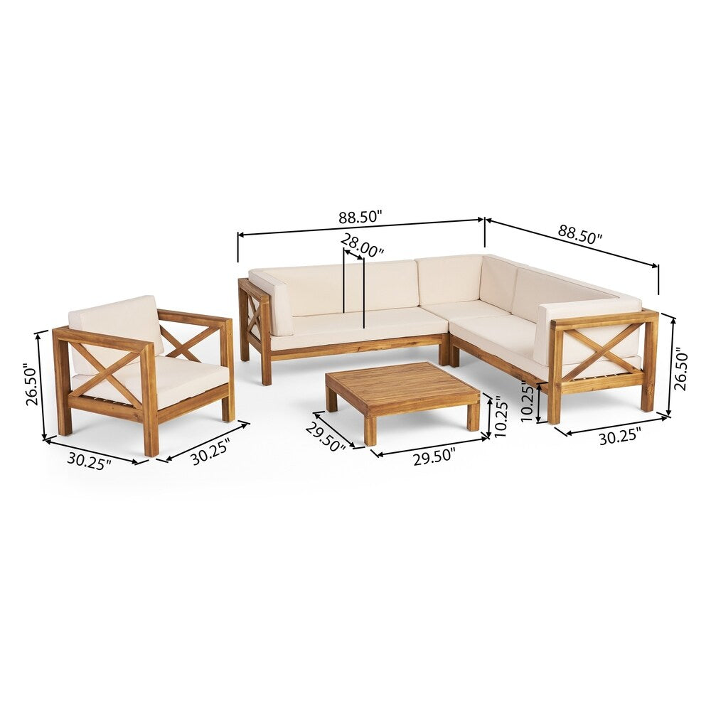 Divano componibile e poltrona club Brava Outdoor Acacia di Christopher Knight Home