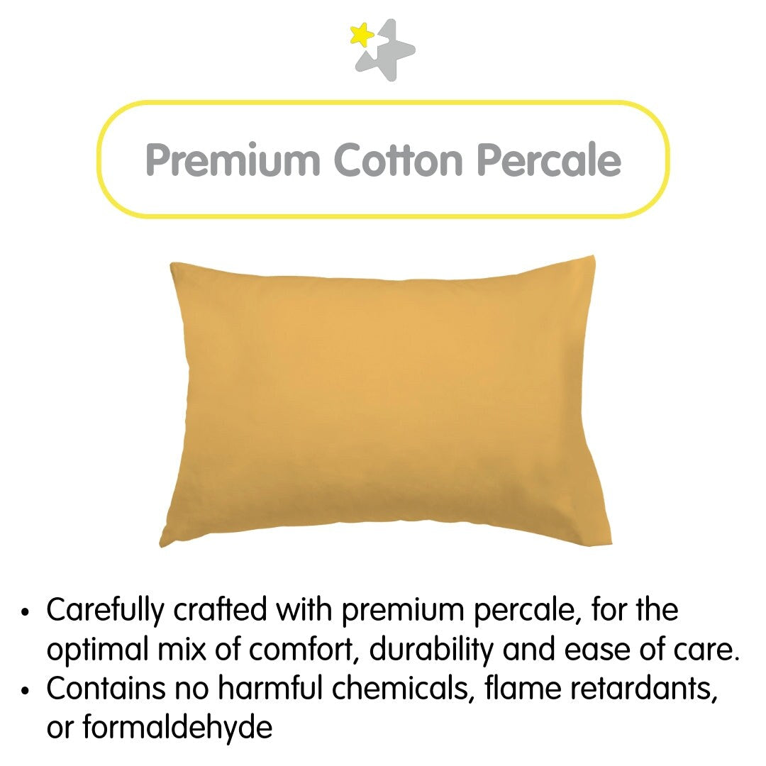 Federa per cuscino traspirante in percalle di cotone per bambini, per cuscino per bambini piccoli 13 x 18/33 x 46 cm, tinta unita (confezione da 2)