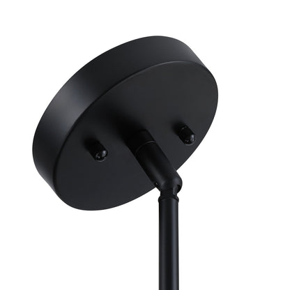 Lampadario a tamburo Breaux a 4 luci in legno impiallacciato con baldacchino nero - 22 pollici di larghezza