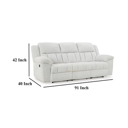 Divano reclinabile manuale Briar in poliestere bianco, braccioli con cuscino superiore, 91 pollici