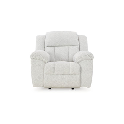 Poltrona reclinabile manuale Briar, in poliestere bianco, braccioli con cuscino