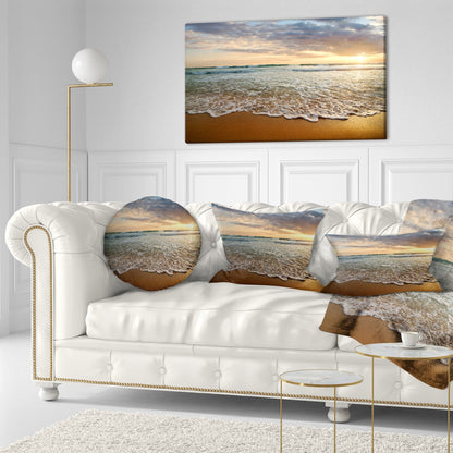 Tramonto luminoso e nuvoloso nell'oceano calmo - Tela artistica con paesaggio marino contemporaneo