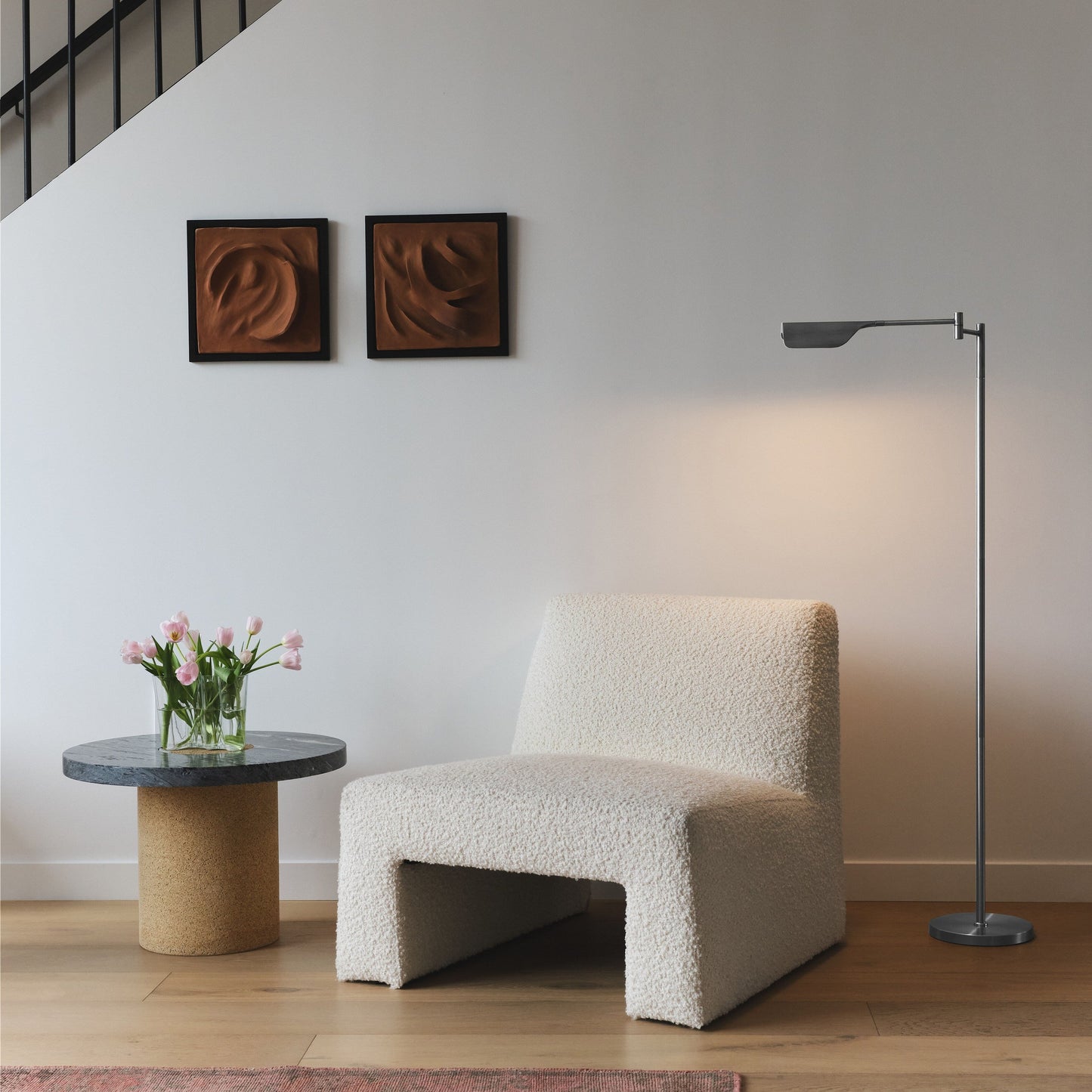 Lampada da terra a LED Brightech Leaf da 53 pollici con dimmer industriale a 3 vie e paralume Empire in metallo ottone