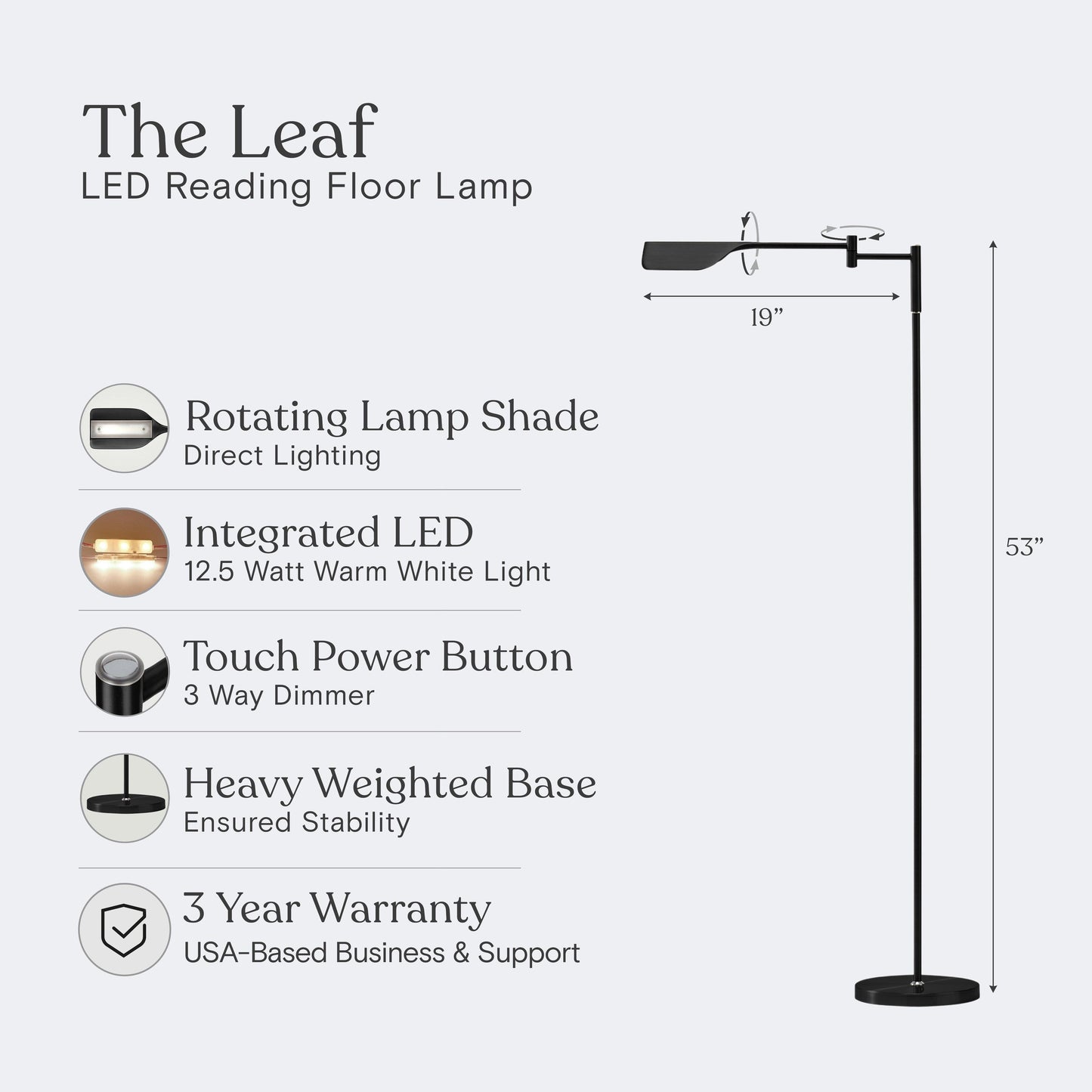 Lampada da terra a LED Brightech Leaf da 53 pollici con dimmer industriale a 3 vie e paralume Empire in metallo ottone