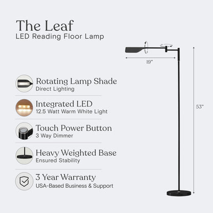 Lampada da terra a LED Brightech Leaf da 53 pollici con dimmer industriale a 3 vie e paralume Empire in metallo ottone