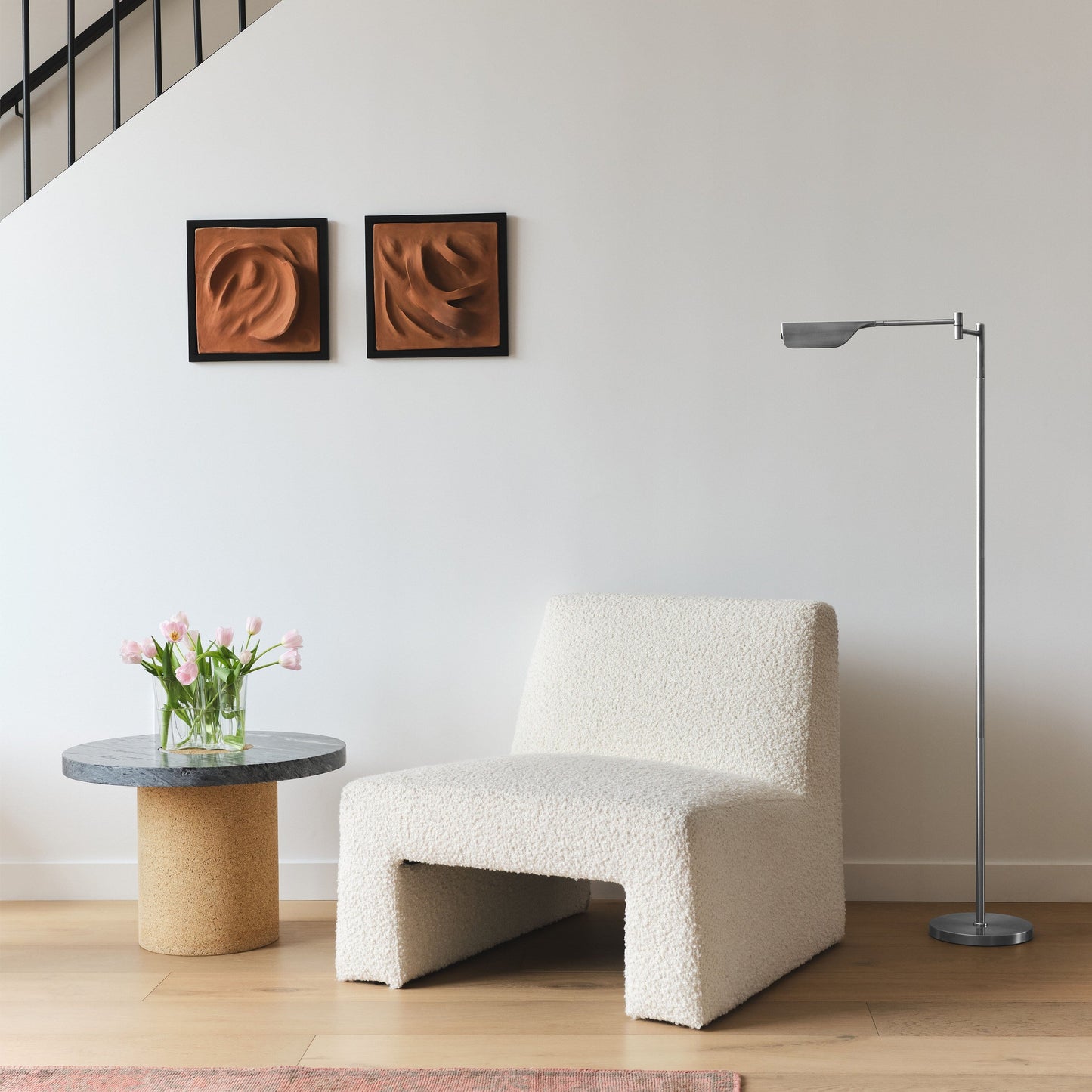 Lampada da terra a LED Brightech Leaf da 53 pollici con dimmer industriale a 3 vie e paralume Empire in metallo ottone