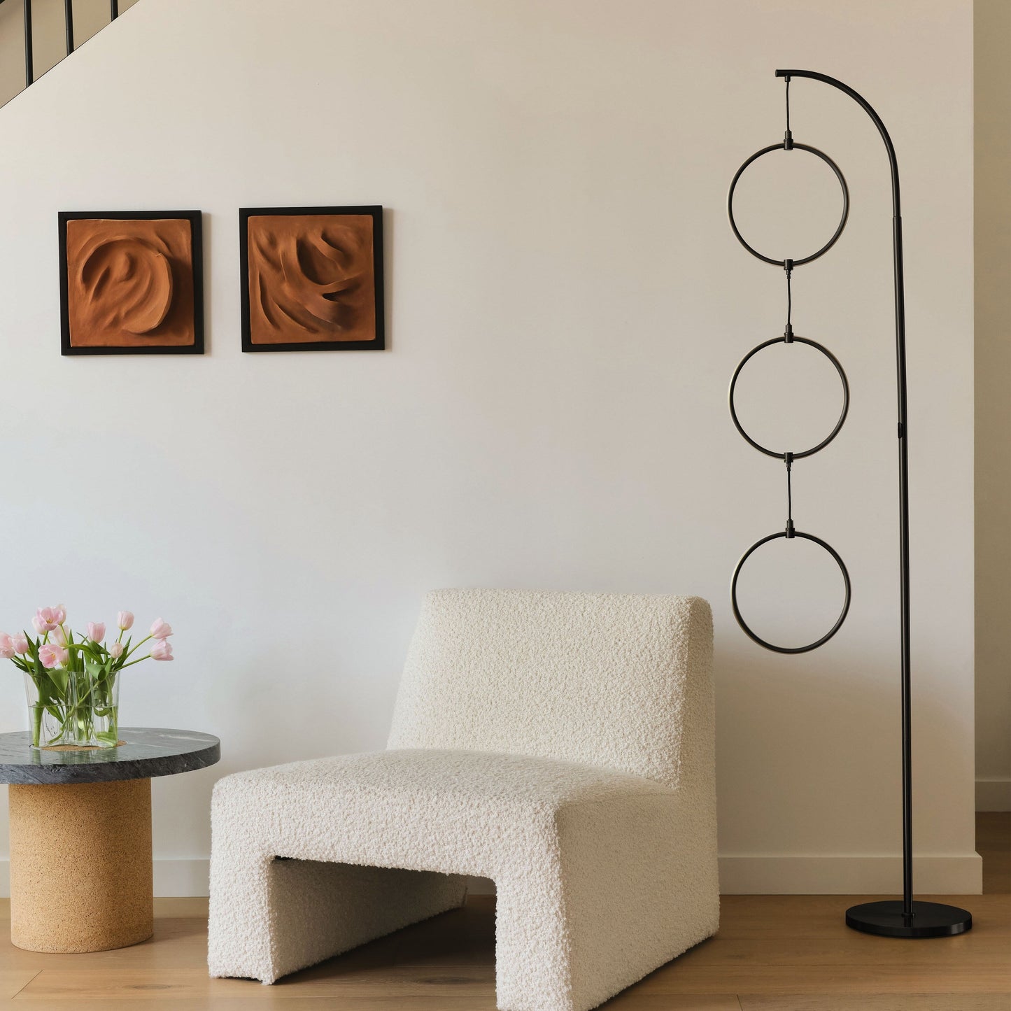 Lampada da terra super luminosa a LED Brightech Nova da 74 pollici con 3 anelli luminosi industriali e dimmer a 3 vie