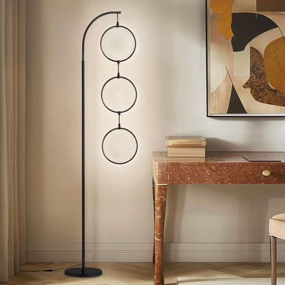 Lampada da terra super luminosa a LED Brightech Nova da 74 pollici con 3 anelli luminosi industriali e dimmer a 3 vie