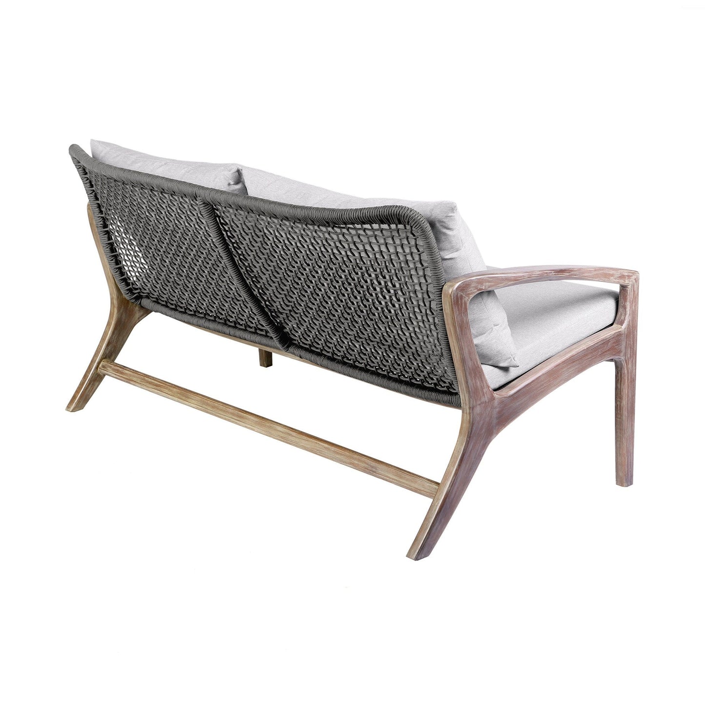 Set da chat Brighton in legno massello e corda, 4 pezzi