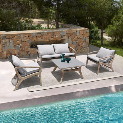 Set da chat Brighton in legno massello e corda, 4 pezzi