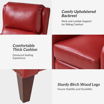 Poltrona reclinabile Brigida Modern in vera pelle con finiture in borchie e poggiapiedi regolabile, set da 2 di HULALA HOME