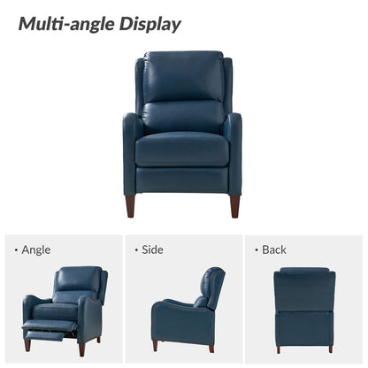 Poltrona reclinabile Brigida Modern in vera pelle con finiture in borchie e poggiapiedi regolabile, set da 2 di HULALA HOME