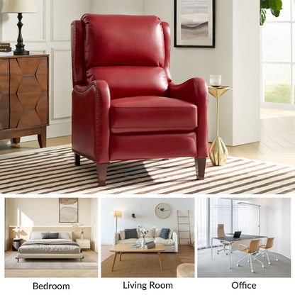 Poltrona reclinabile Brigida Modern in vera pelle con finiture in borchie e poggiapiedi regolabile, set da 2 di HULALA HOME