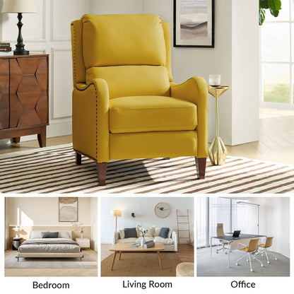 Poltrona reclinabile Brigida Modern in vera pelle con finiture in borchie e poggiapiedi regolabile, set da 2 di HULALA HOME