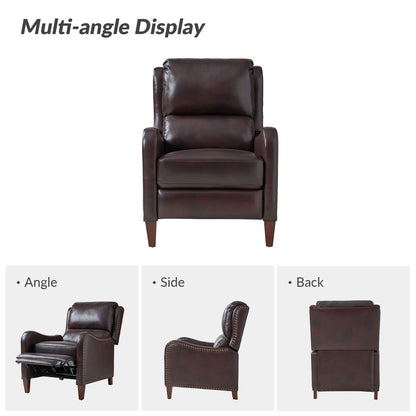 Poltrona reclinabile Brigida Modern in vera pelle con finiture in borchie e poggiapiedi regolabile, set da 2 di HULALA HOME