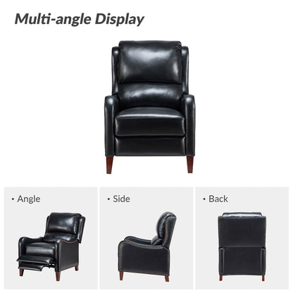 Poltrona reclinabile Brigida Modern in vera pelle con finiture in borchie e poggiapiedi regolabile, set da 2 di HULALA HOME