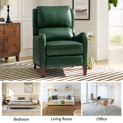 Poltrona reclinabile Brigida Modern in vera pelle con finiture in borchie e poggiapiedi regolabile, set da 2 di HULALA HOME