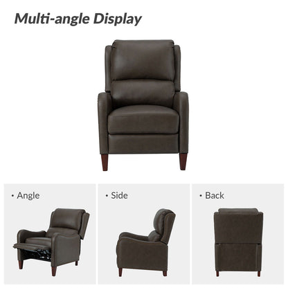 Poltrona reclinabile Brigida Modern in vera pelle con finiture in borchie e poggiapiedi regolabile, set da 2 di HULALA HOME