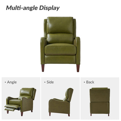 Poltrona reclinabile Brigida Modern in vera pelle con finiture in borchie e poggiapiedi regolabile, set da 2 di HULALA HOME