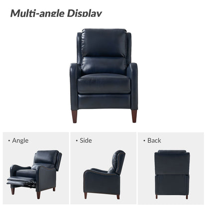 Poltrona reclinabile Brigida Modern in vera pelle con finiture in borchie e poggiapiedi regolabile, set da 2 di HULALA HOME