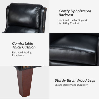 Poltrona reclinabile Brigida Modern in vera pelle con finiture in borchie e poggiapiedi regolabile, set da 2 di HULALA HOME