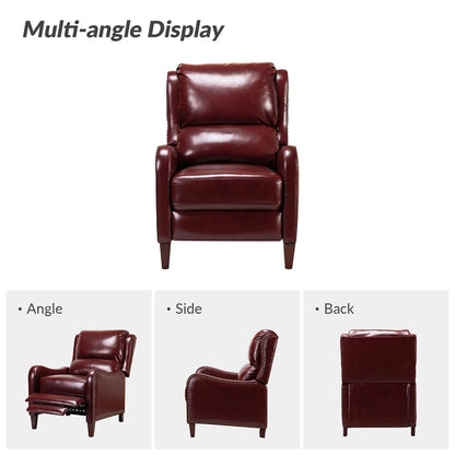 Poltrona reclinabile Brigida Modern in vera pelle con finiture in borchie e poggiapiedi regolabile, set da 2 di HULALA HOME