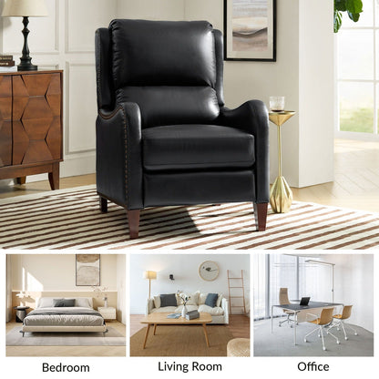 Poltrona reclinabile Brigida Modern in vera pelle con finiture in borchie e poggiapiedi regolabile, set da 2 di HULALA HOME