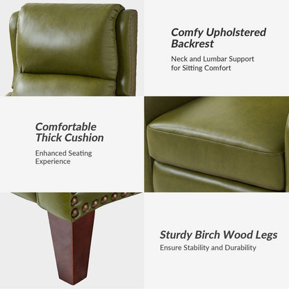 Poltrona reclinabile Brigida Modern in vera pelle con finiture in borchie e poggiapiedi regolabile, set da 2 di HULALA HOME