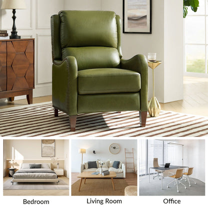 Poltrona reclinabile Brigida Modern in vera pelle con finiture in borchie e poggiapiedi regolabile, set da 2 di HULALA HOME