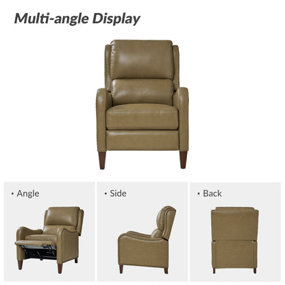 Poltrona reclinabile Brigida Modern in vera pelle con finiture in borchie e poggiapiedi regolabile, set da 2 di HULALA HOME