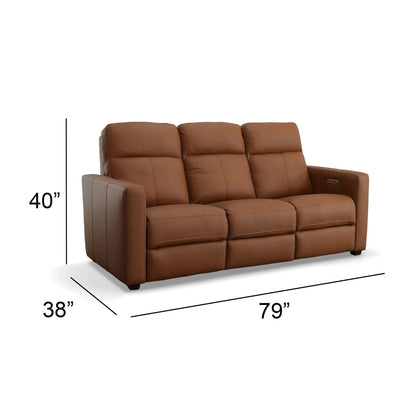 Divano reclinabile elettrico in pelle Broadway con poggiatesta elettrici di Flexsteel