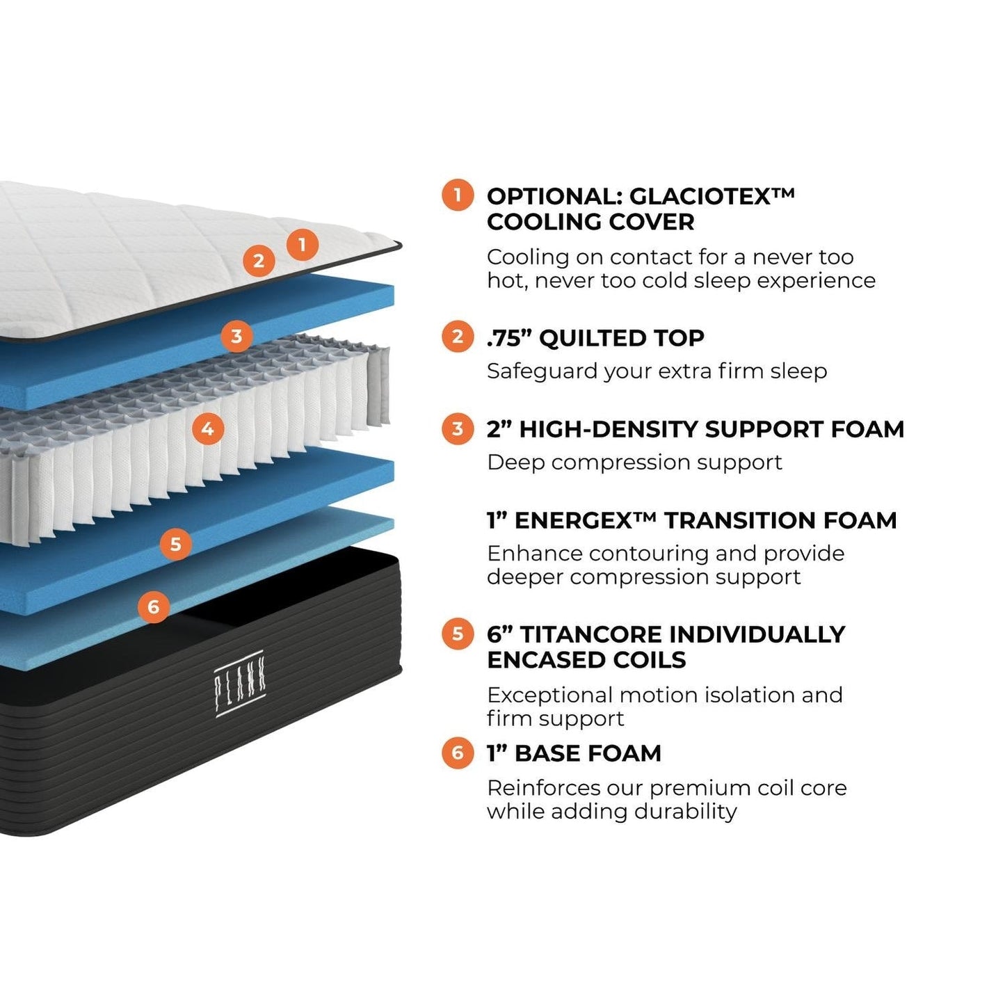 Materasso Brooklyn Bedding Plank 13 Luxe a due lati rigido/ultra rigido