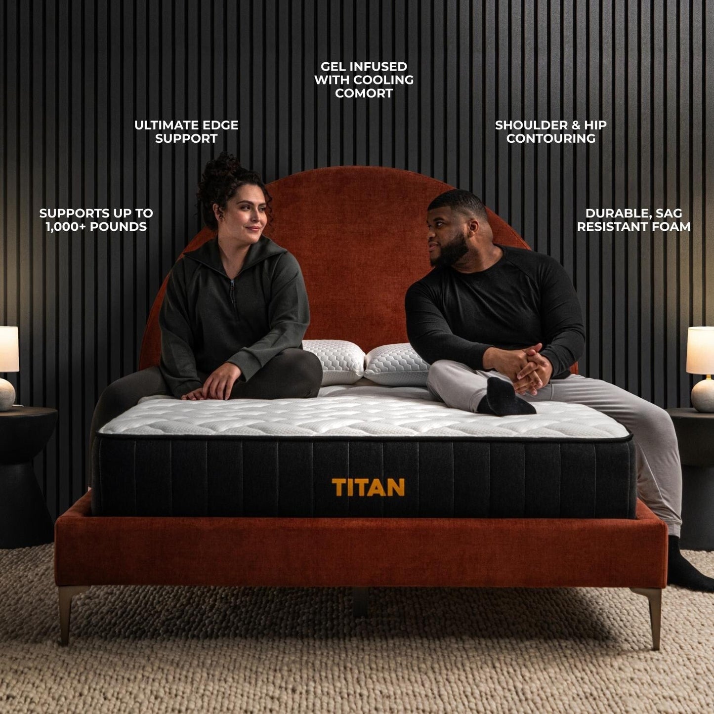 Brooklyn Bedding Titan 11 Hybrid per dormienti taglie forti con fodera rinfrescante
