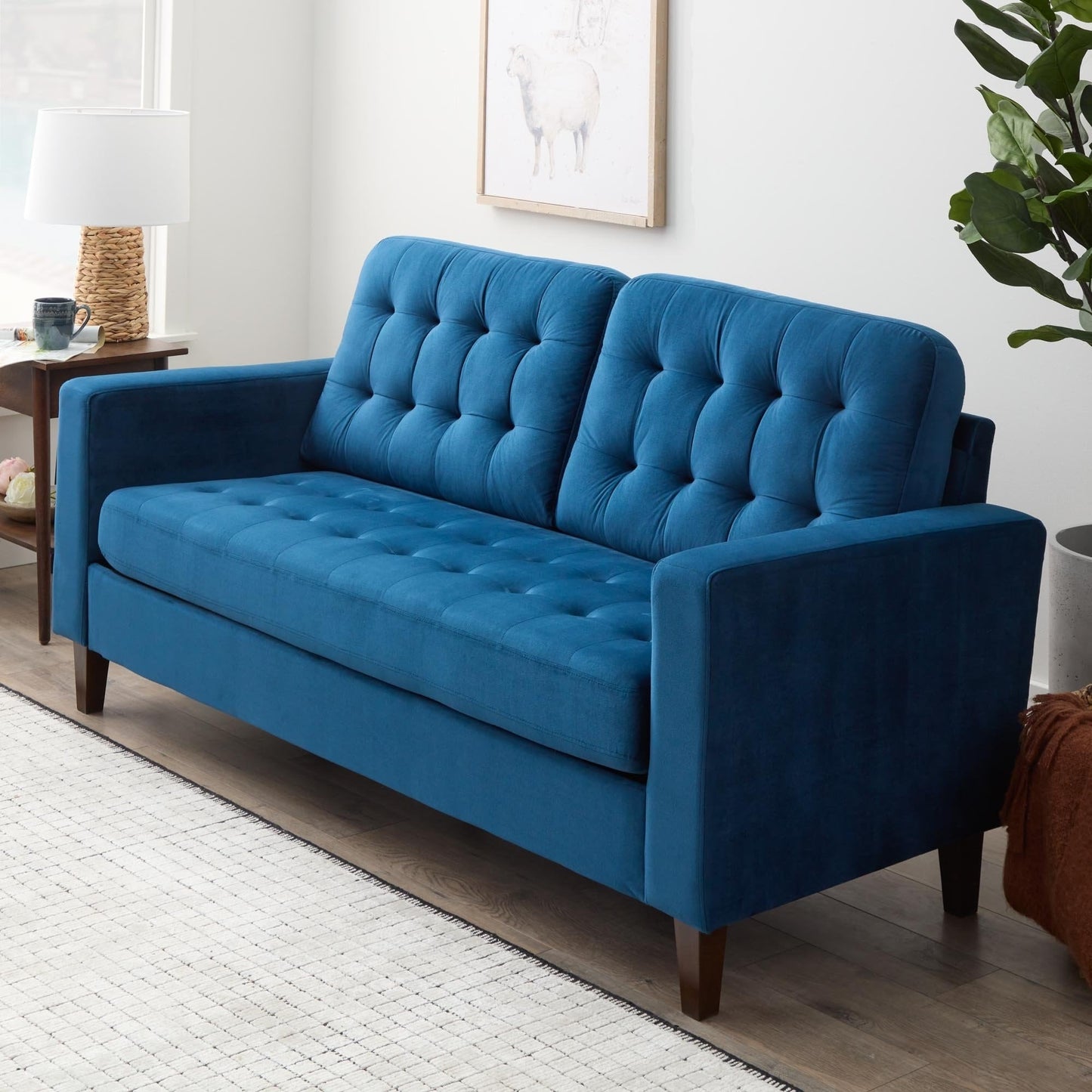 Divano Brookside Brynn da 76 pollici con braccioli quadrati in similpelle/velluto/tessuto