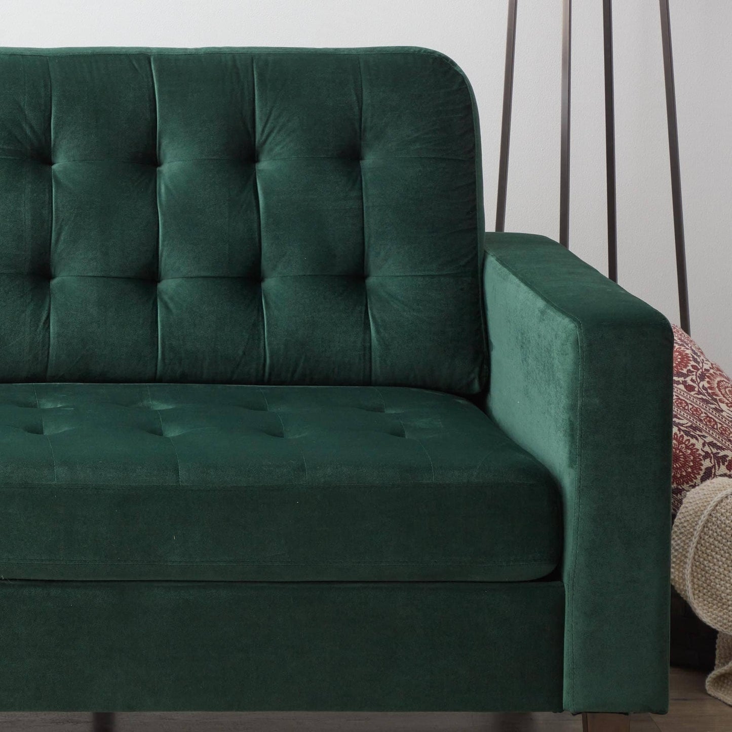 Divano Brookside Brynn da 76 pollici con braccioli quadrati in similpelle/velluto/tessuto