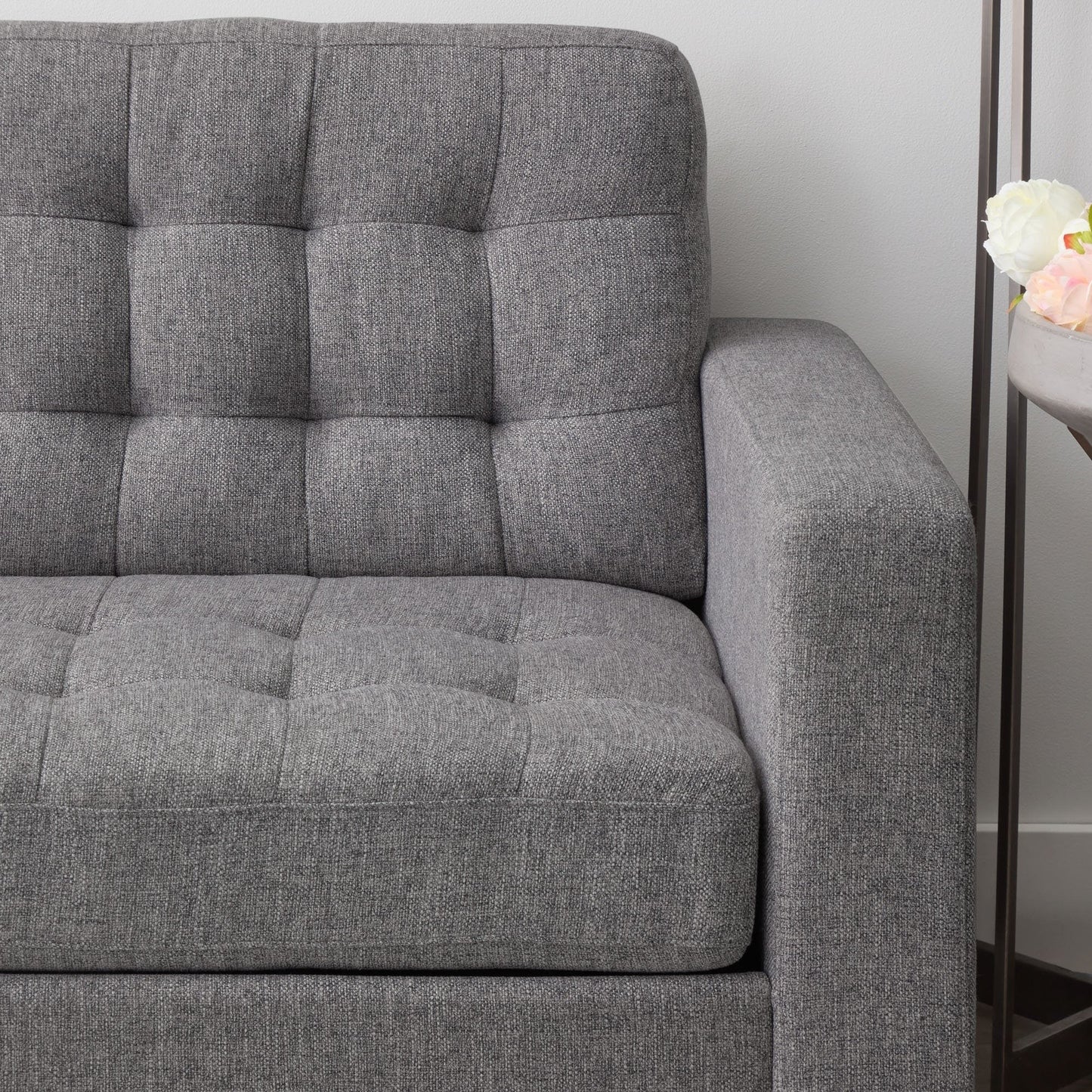 Divano Brookside Brynn da 76 pollici con braccioli quadrati in similpelle/velluto/tessuto