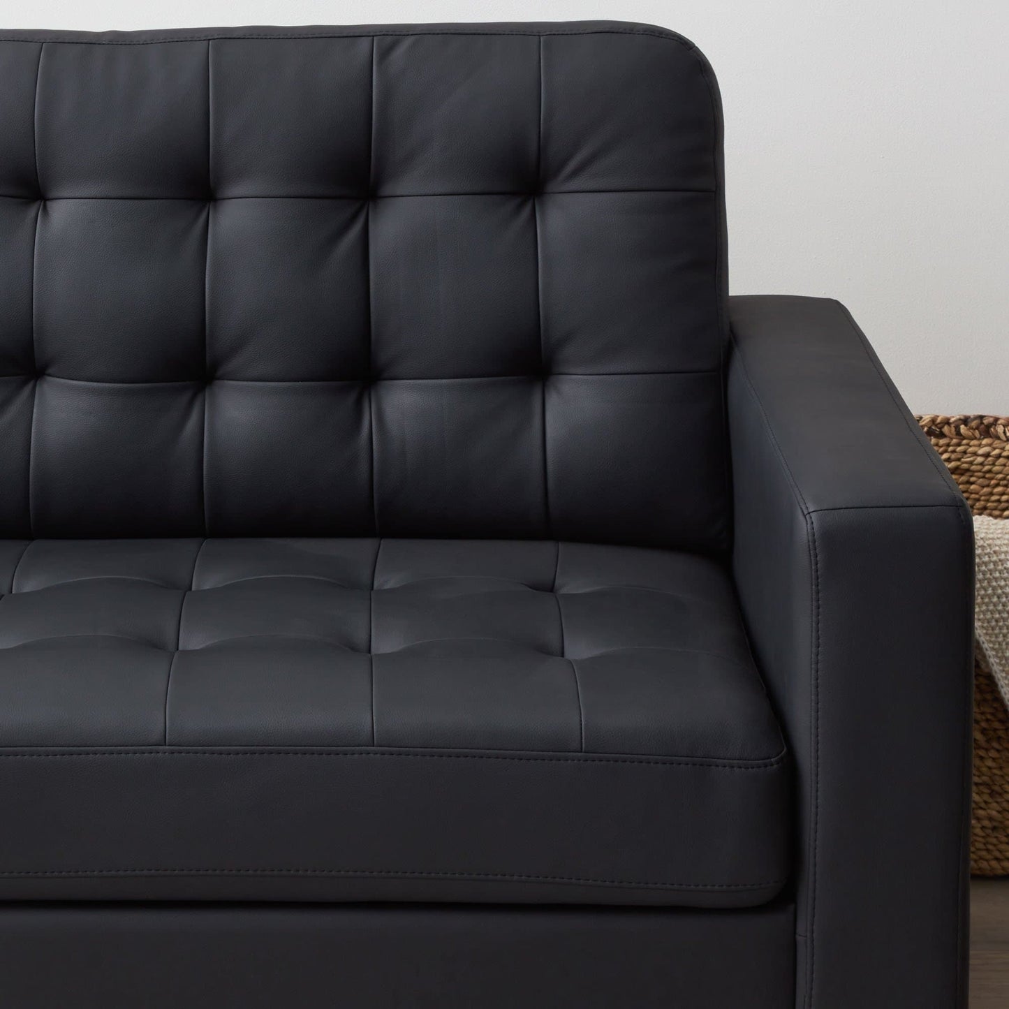 Divano Brookside Brynn da 76 pollici con braccioli quadrati in similpelle/velluto/tessuto