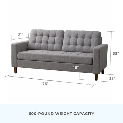 Divano Brookside Brynn da 76 pollici con braccioli quadrati in similpelle/velluto/tessuto