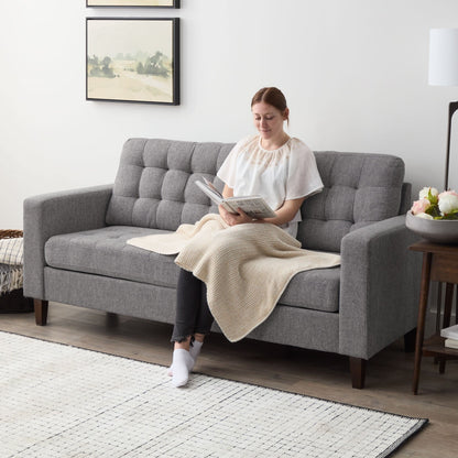 Divano Brookside Brynn da 76 pollici con braccioli quadrati in similpelle/velluto/tessuto